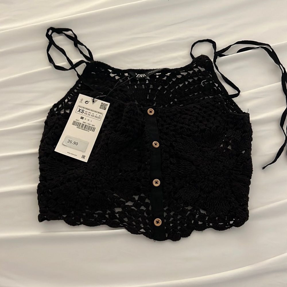 Zara knit black crop top